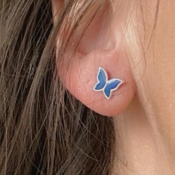 Sterling Silver Small Stud Mood Earrings - Picture 3 of 11